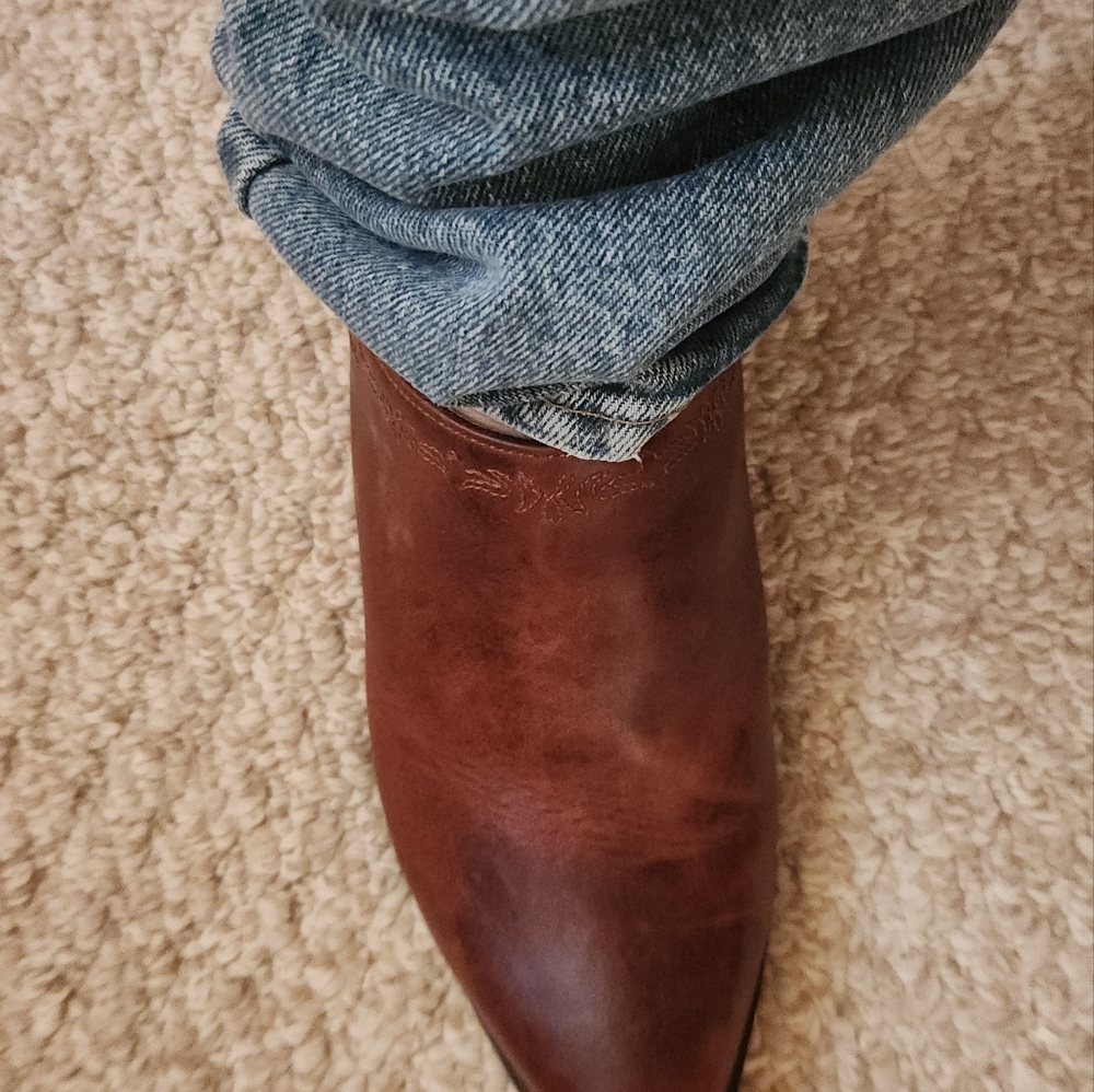 Code West Brown Leather Western Heeled Mules Size… - image 1